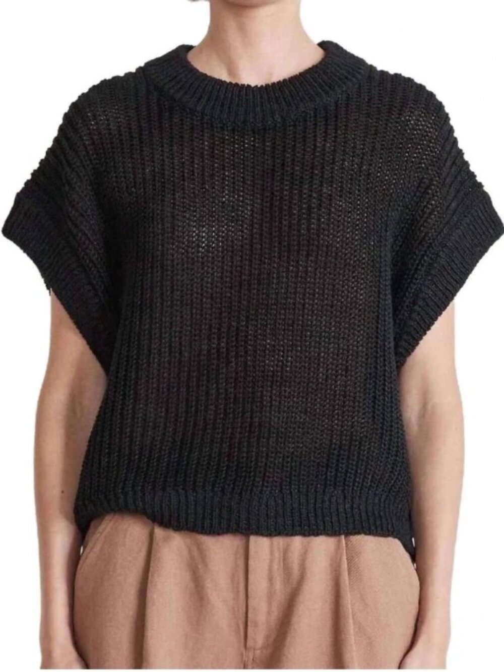 NEW Apiece Apart Olivia 100% Linen Knit Sweater Vest Cream XS/S